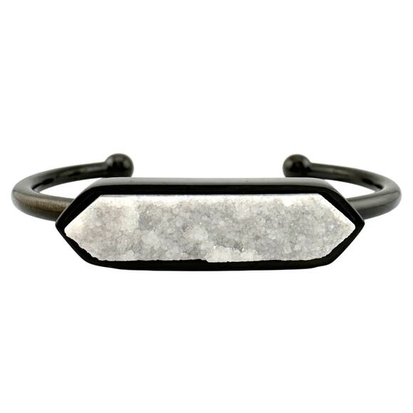 Kinsley Armelle Jewelry - Black Ondine White Quartz Bangle Bracelet